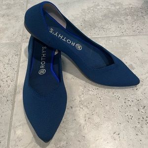 Rothy’s “The Point” flats in Poseidon blue - retired color